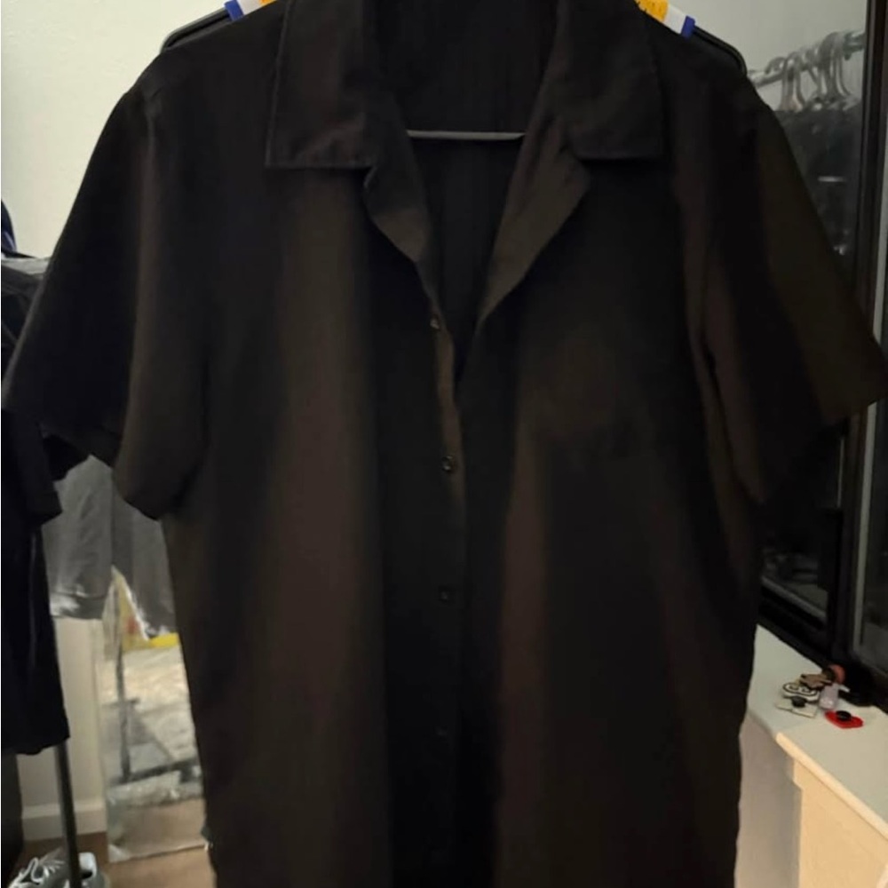 SHEIN Black Teen Button-Up Shirt